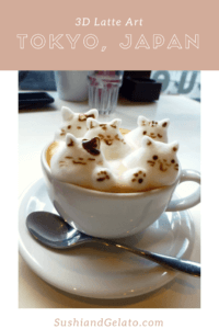 3D latte art, Cats, Tokyo, Japan. Reissue Cafe
