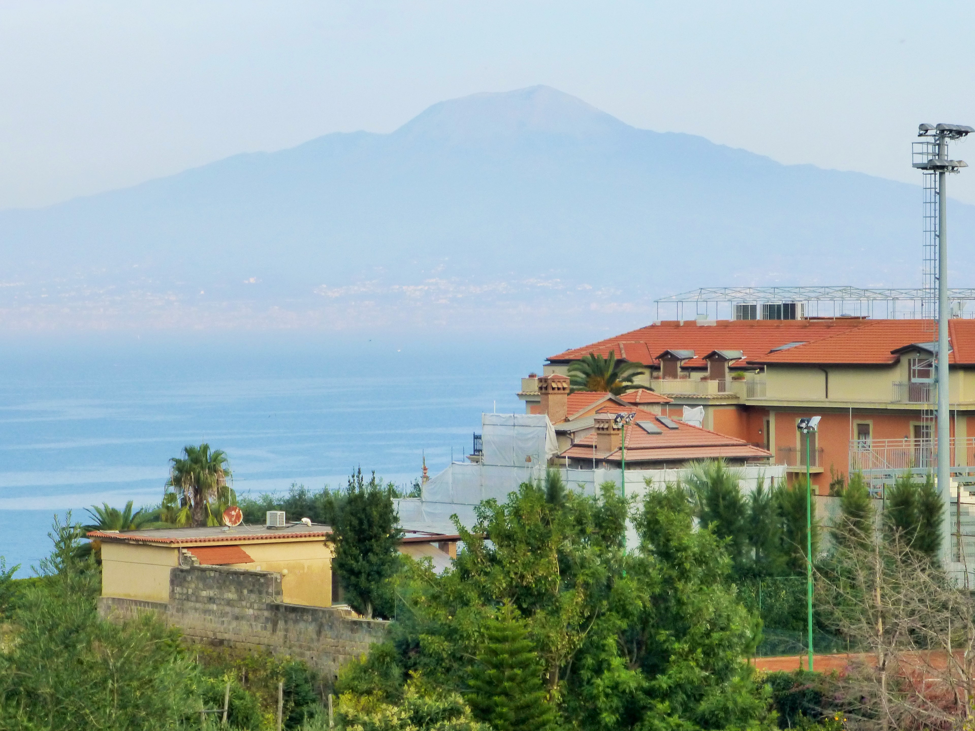 View of the Bay of Naples and Mt. Vesuvius in Sorrento, Italy