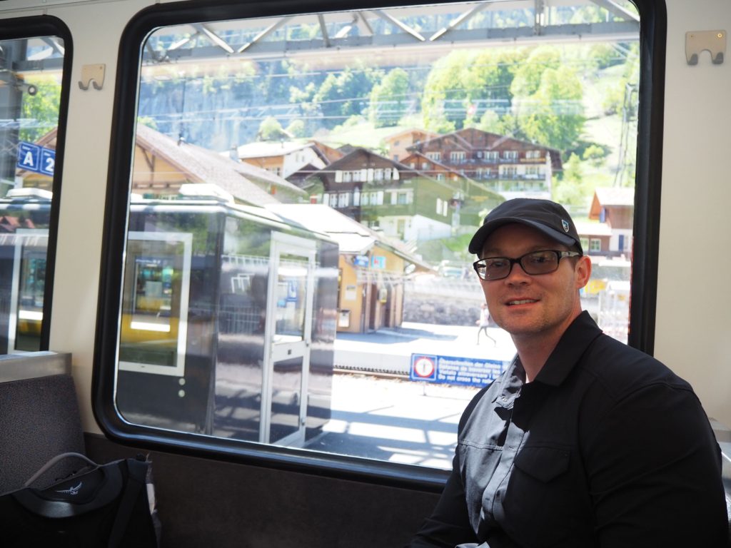Large train windows allow riders take in the spectacular sceneryin Switzerland